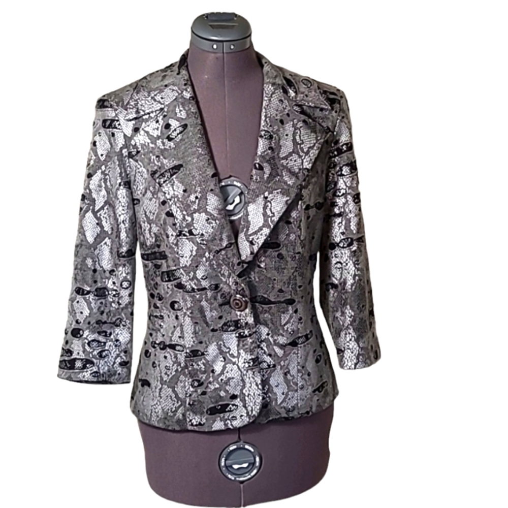 Snakeskin Blazer Distressed Shimmery Silver Nueva Dark Academia Art To Wear